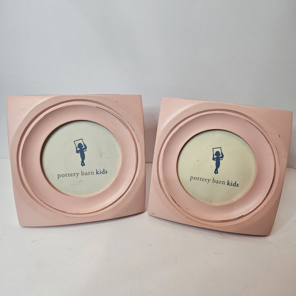 Pottery Barn Kids Picture Frames PinkX2 Distressed Chunky 6X6 Block Nursery